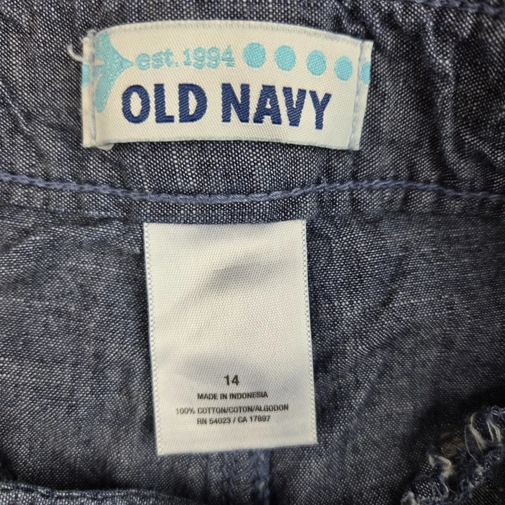 Old Navy Chambray Belted Shorts Women's 14 Blue Adjustable Waist Cotton